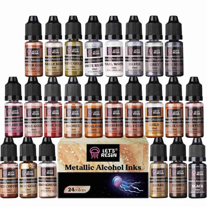 Let's Resin Metallic Alcohol Ink - 24 Bottle Set
