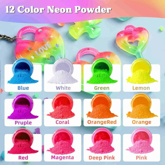 Let's Resin Neon Pigment Powder - 12 Jar Set
