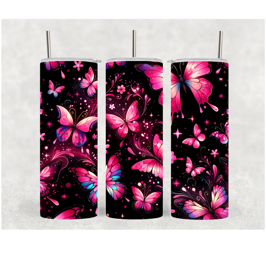 20oz Neon Pink Butterfly