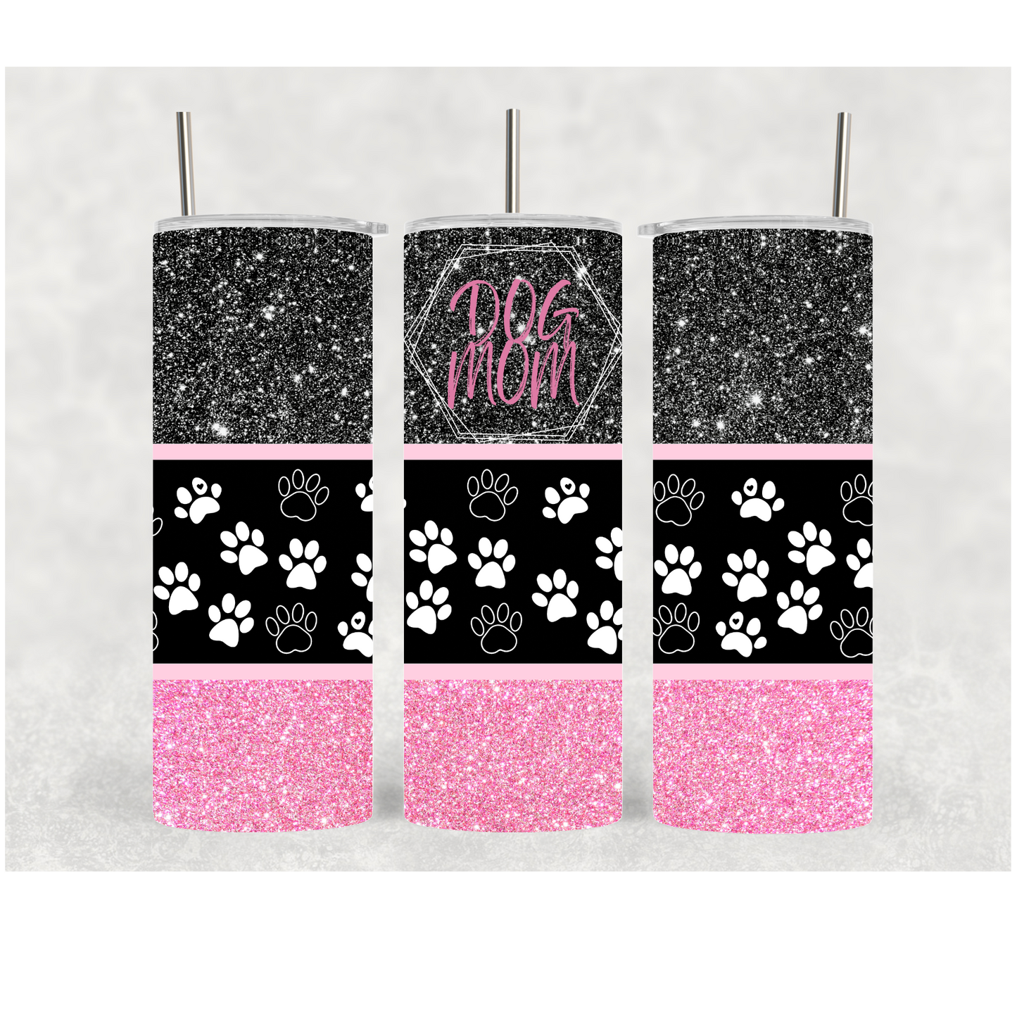 20oz Pink An Black Dog Mom