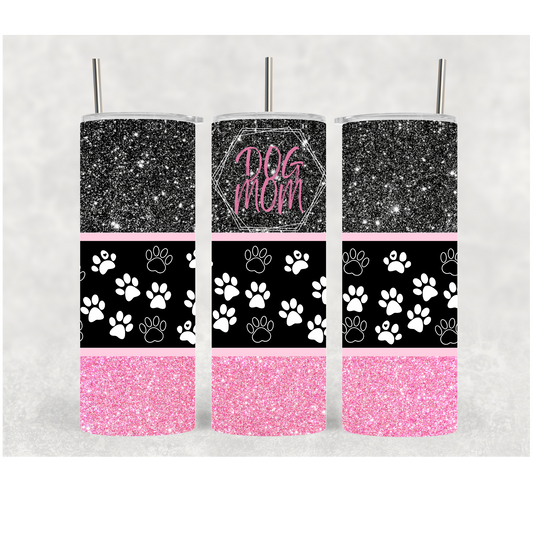 20oz Pink An Black Dog Mom