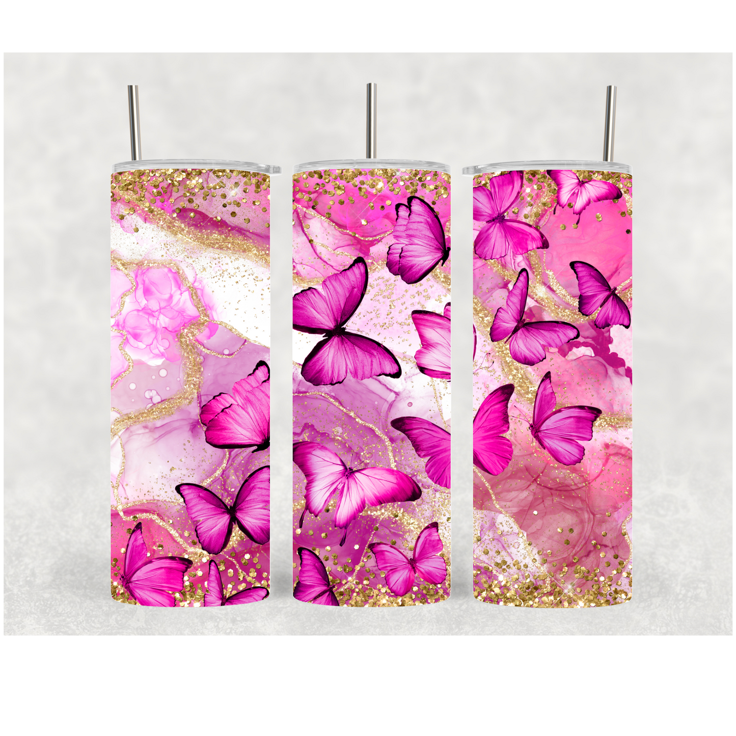 20oz Pink Butterfly