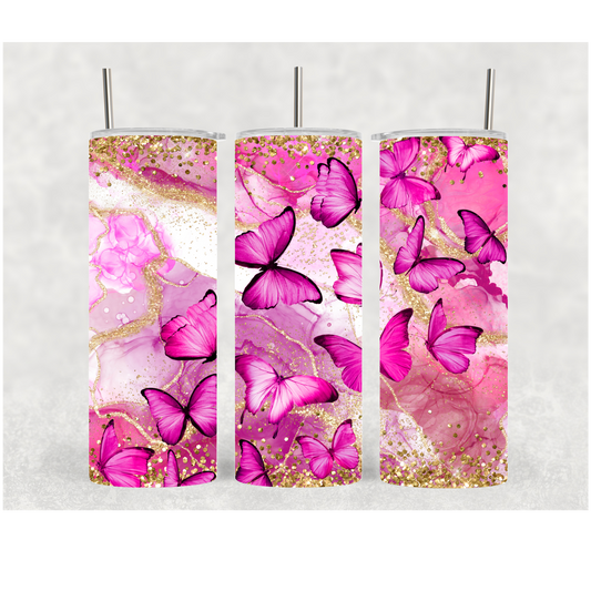 20oz Pink Butterfly