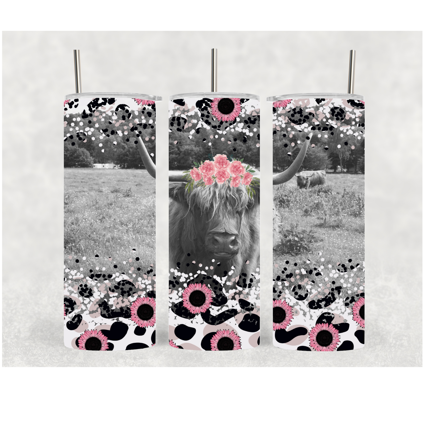 20oz Pink Sunflower Highland