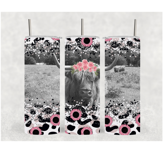 20oz Pink Sunflower Highland