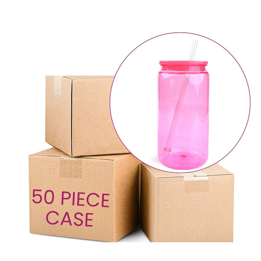 Master Maker Crafts -  16 oz Plastic Can Transparent - Bright Pink