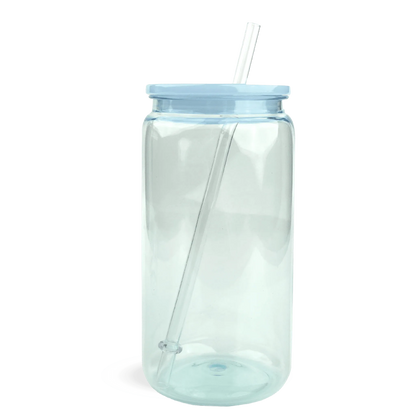 Master Maker Crafts -  16 oz Plastic Can Transparent - Light Blue