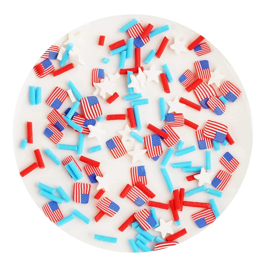 Master Maker Crafts -  Poly Clay Slices - American Flag & Stars Sprinkles (2 oz Bag)