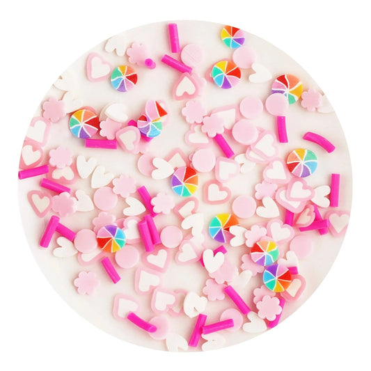 Master Maker Crafts -  Poly Clay Slices - Beach Ball & Heart Sprinkles (2 oz Bag)