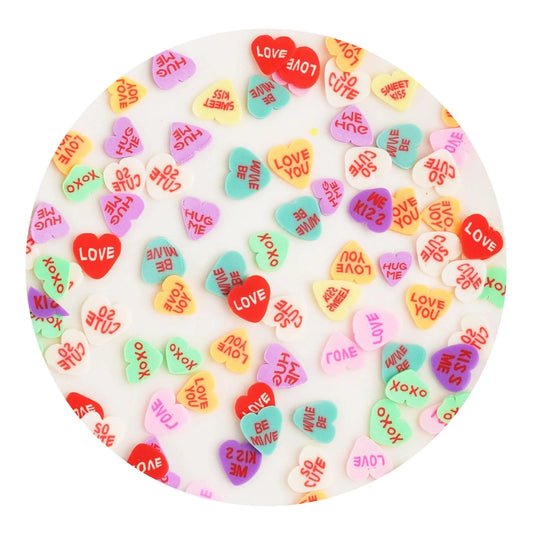 Master Maker Crafts -  Poly Clay Slices - Candy Hearts (2 oz Bag)
