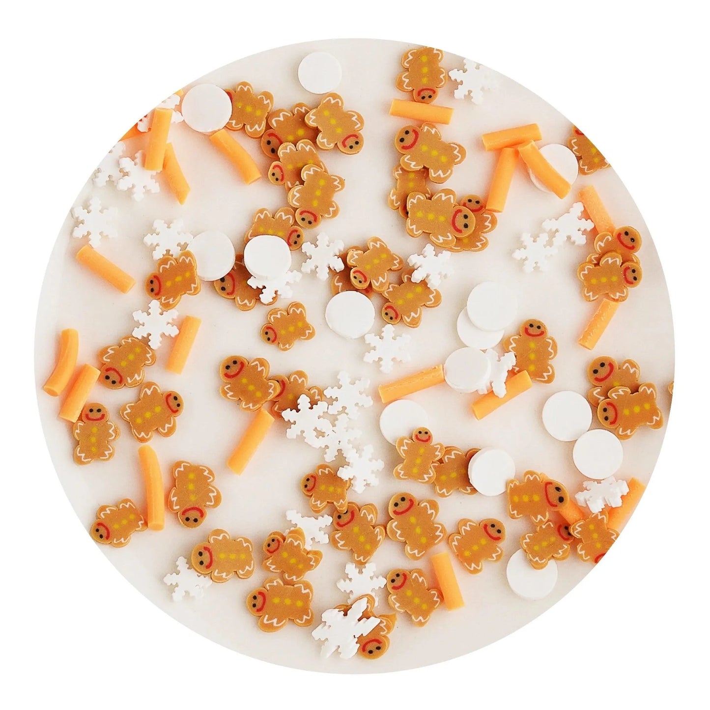 Master Maker Crafts -  Poly Clay Slices - Gingerbread Man & Orange Sprinkles (2 oz Bag)