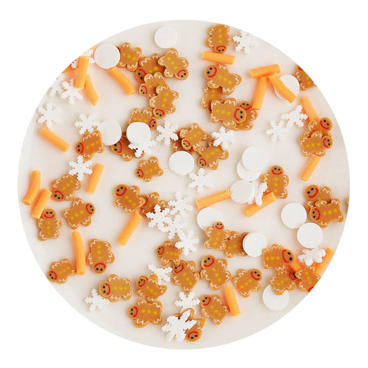 Master Maker Crafts -  Poly Clay Slices - Gingerbread Man & Orange Sprinkles (2 oz Bag)