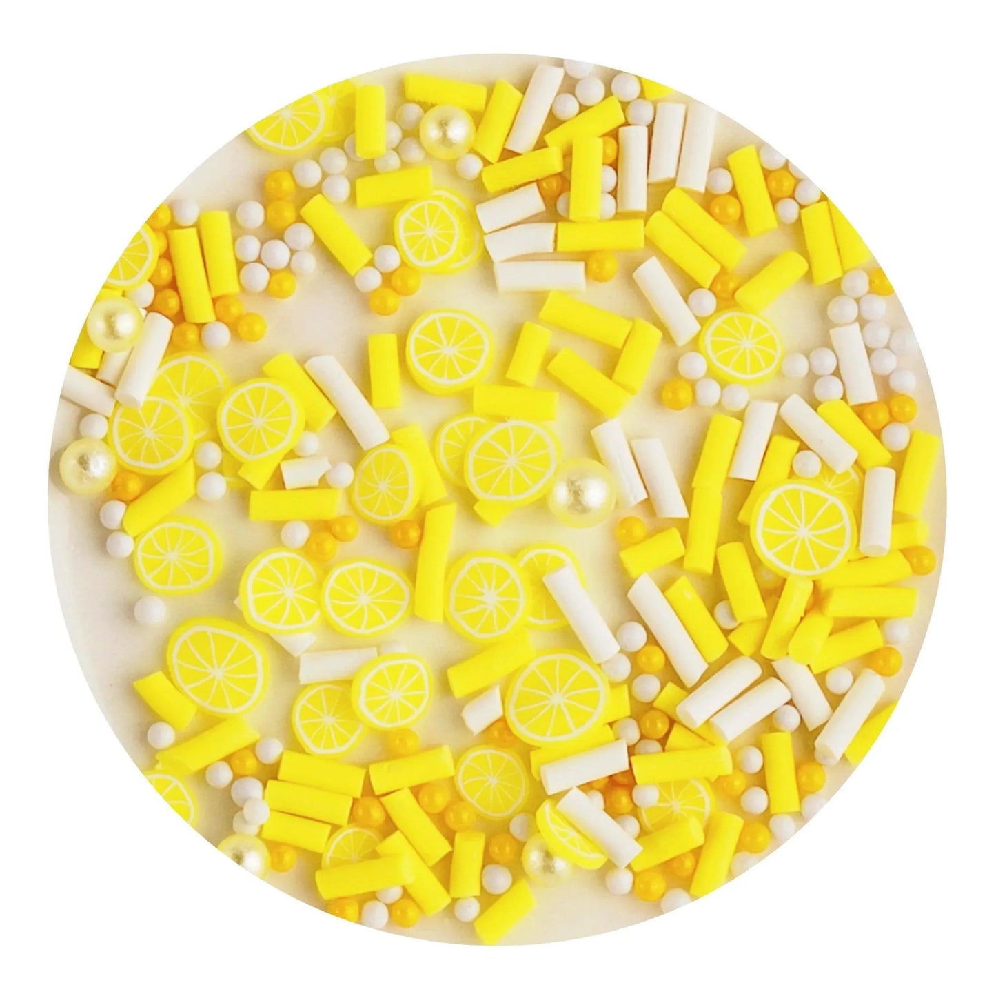 Master Maker Crafts -  Poly Clay Slices - Lemon & Pearl Sprinkles (2 oz Bag)