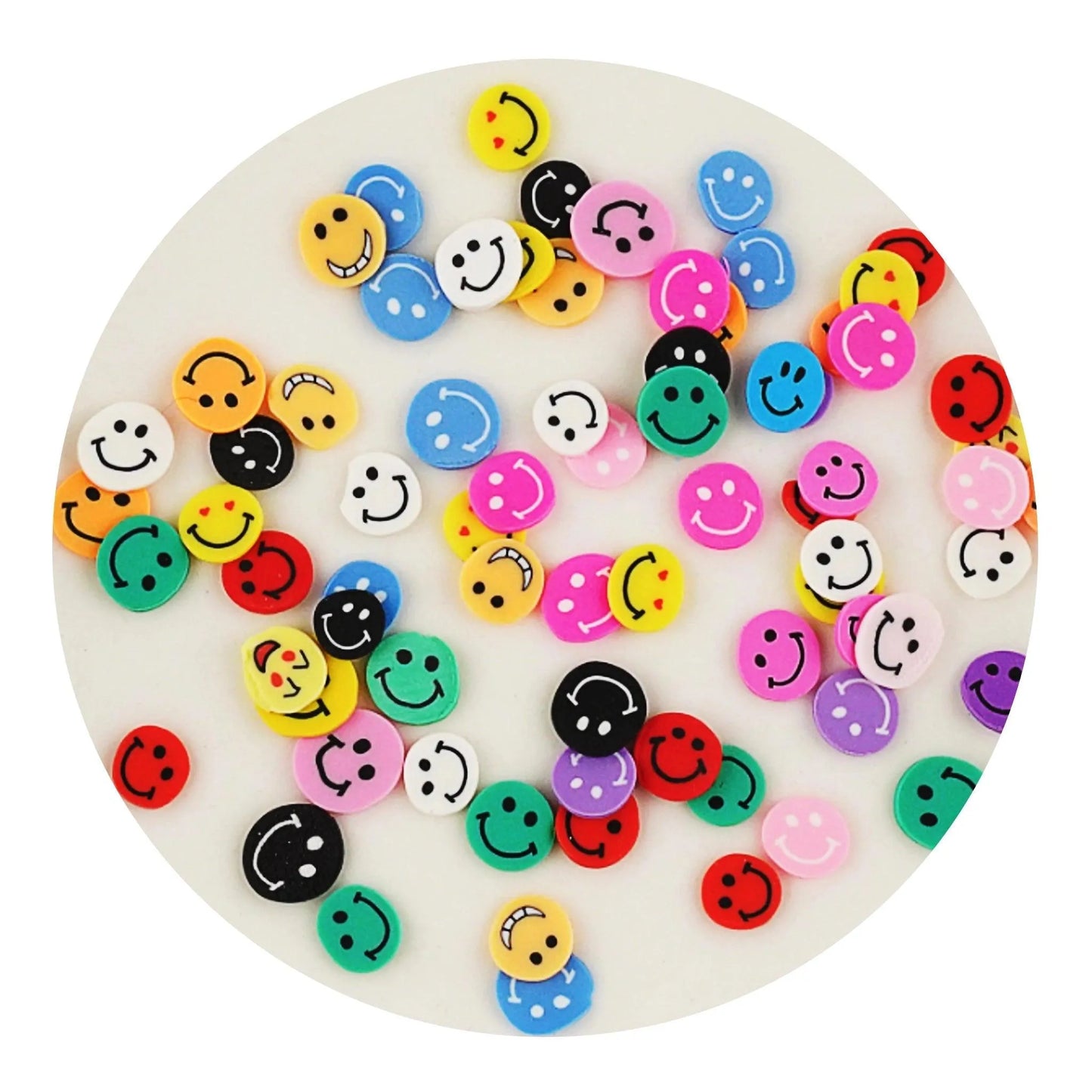 Master Maker Crafts -  Poly Clay Slices - Rainbow Happy Faces (2 oz Bag)