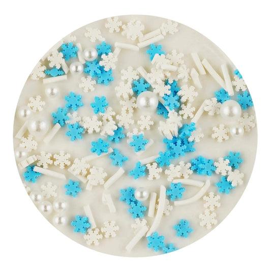 Master Maker Crafts -  Poly Clay Slices - Snowflakes Blue, White & Pearls (2 oz Bag)