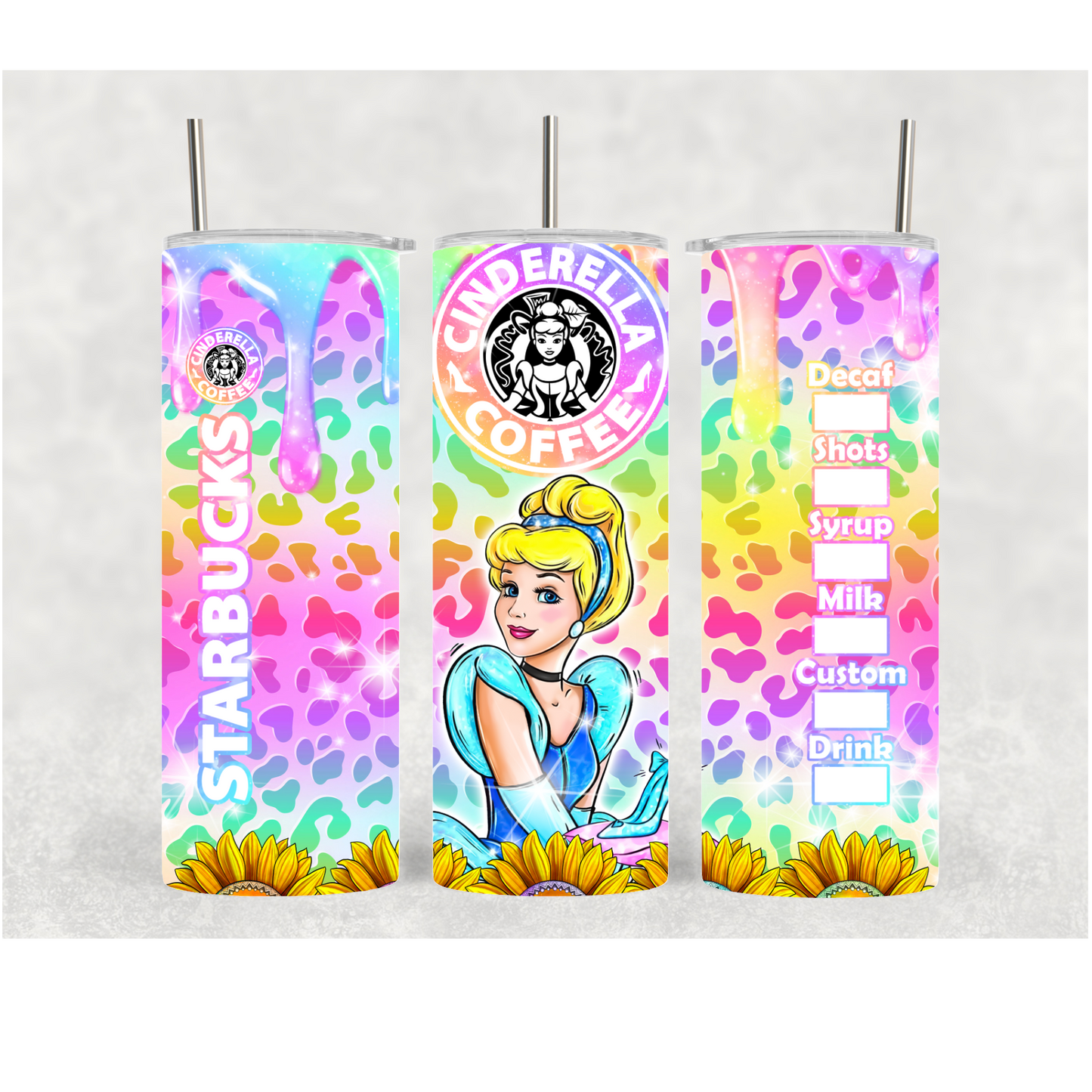20oz Princess Rainbow Drip