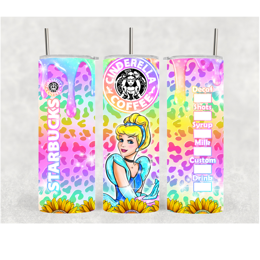 20oz Princess Rainbow Drip