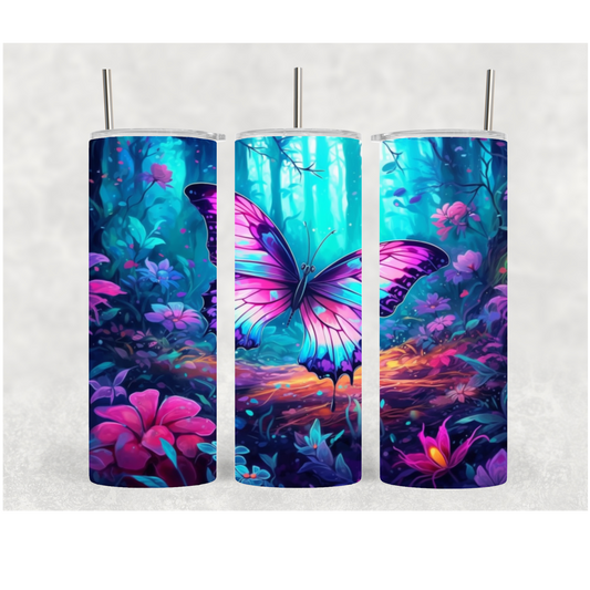 20oz Purple Butterfly