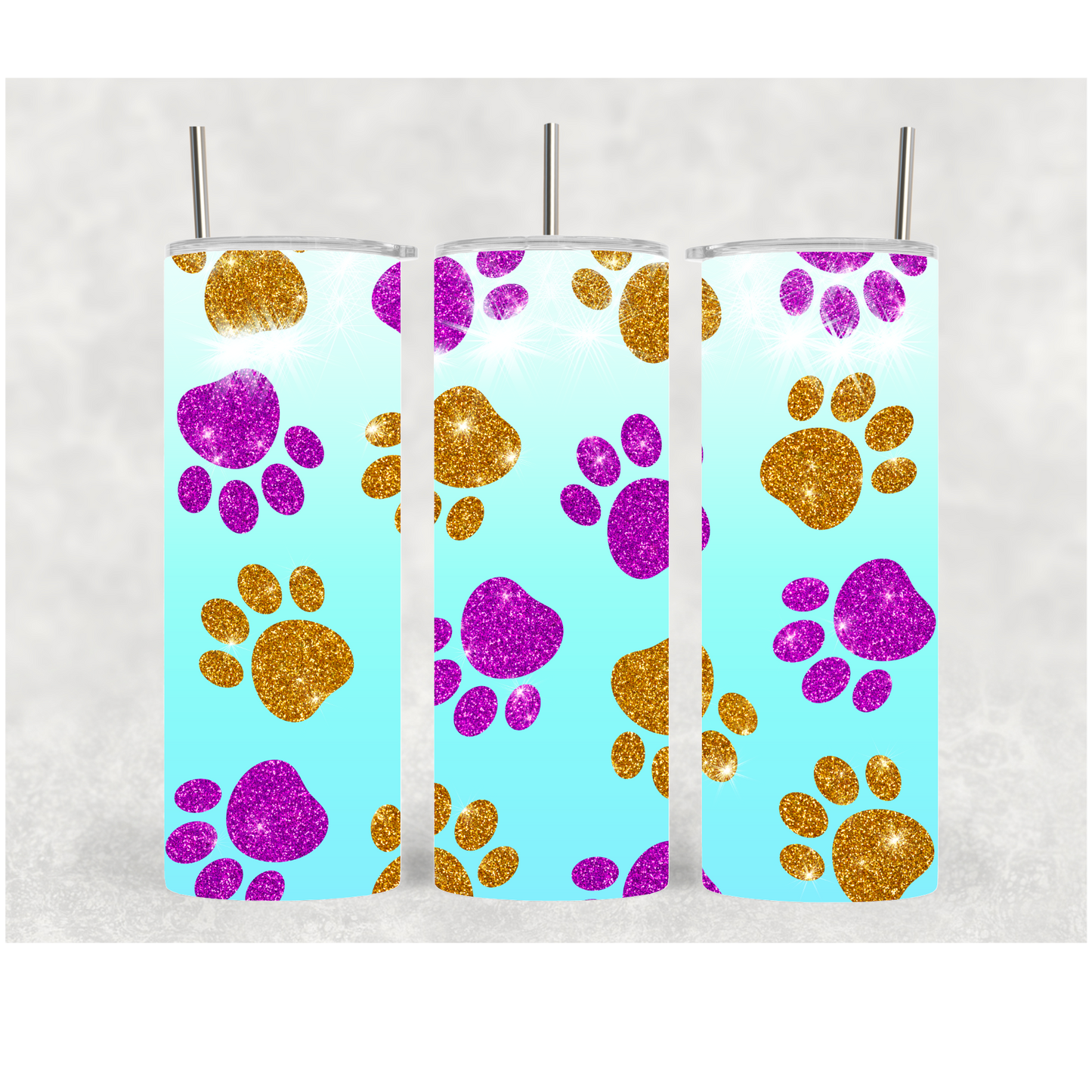 20oz Purple Gold Dog Print