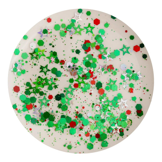 Master Maker Crafts -  Shaped Glitter Christmas - Stars & Dots Silver, Green (2 oz Bag)
