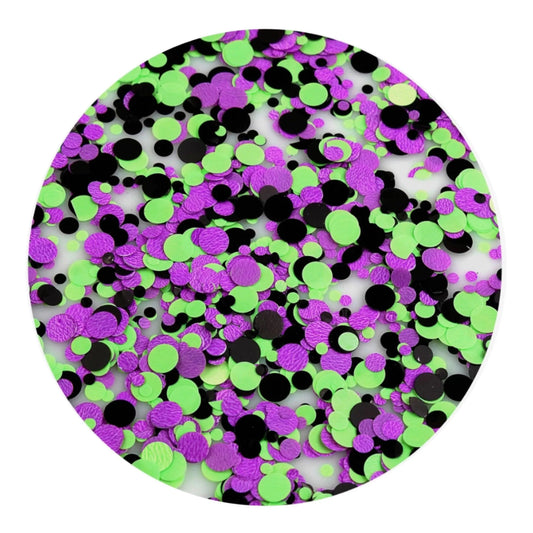 Master Maker Crafts -  Shaped Glitter Classic - Dots Green, Purple, Black (2 oz Bag)