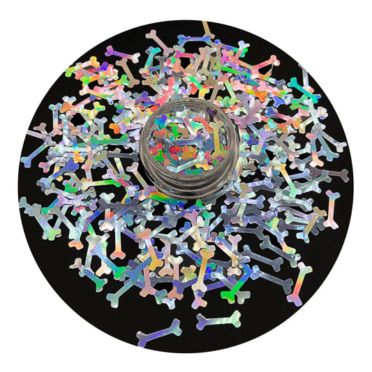 Master Maker Crafts -  Shaped Glitter Halloween - Bone Holographic (2 oz Bag)