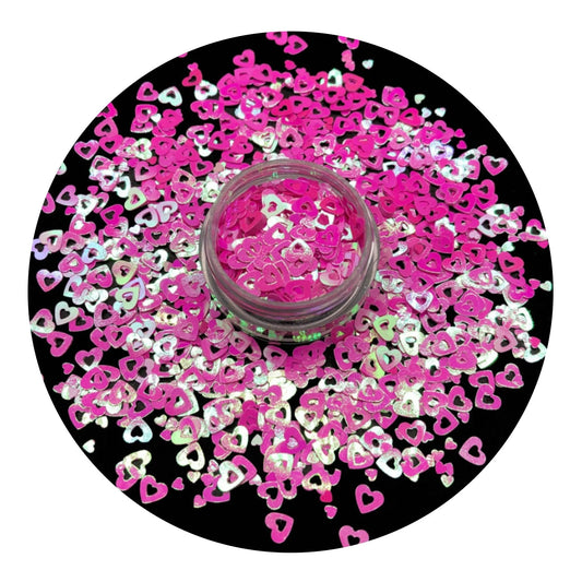 Master Maker Crafts -  Shaped Glitter Valentine - Heart Fancy Hot Pink & White (2 oz Bag)