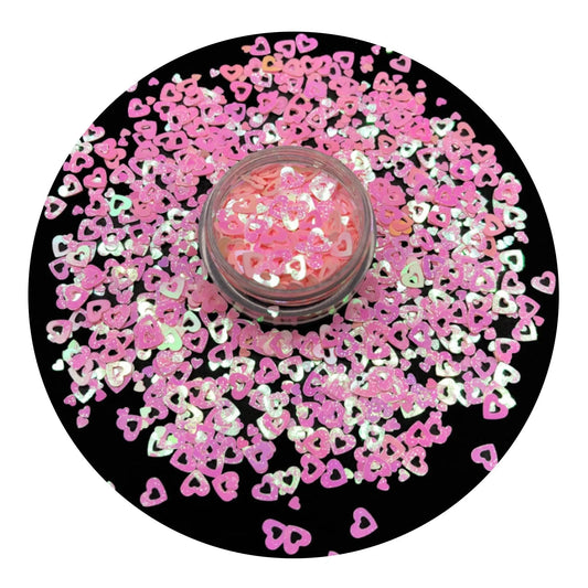 Master Maker Crafts -  Shaped Glitter Valentine - Heart Fancy Lt Pink & White (2 oz Bag)