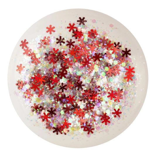 Master Maker Crafts -  Shaped Glitter Winter - Snowflake Red & White (2 oz Bag)