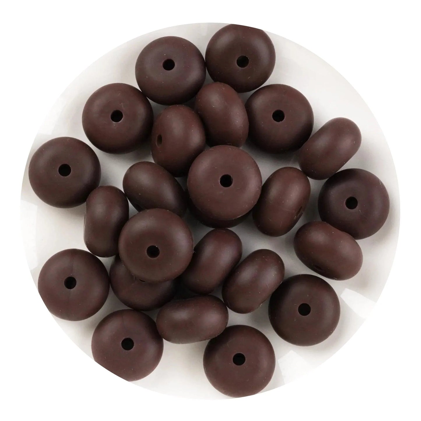 Master Maker Crafts -  Silicone Bead Abacus Disc - Chocolate  (5 Beads - 14mm)