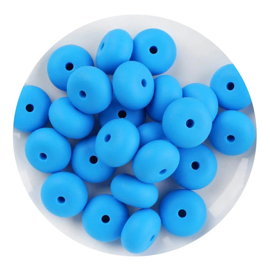Master Maker Crafts -  Silicone Bead Abacus Disc - Deep Sky Blue  (5 Beads - 14mm)