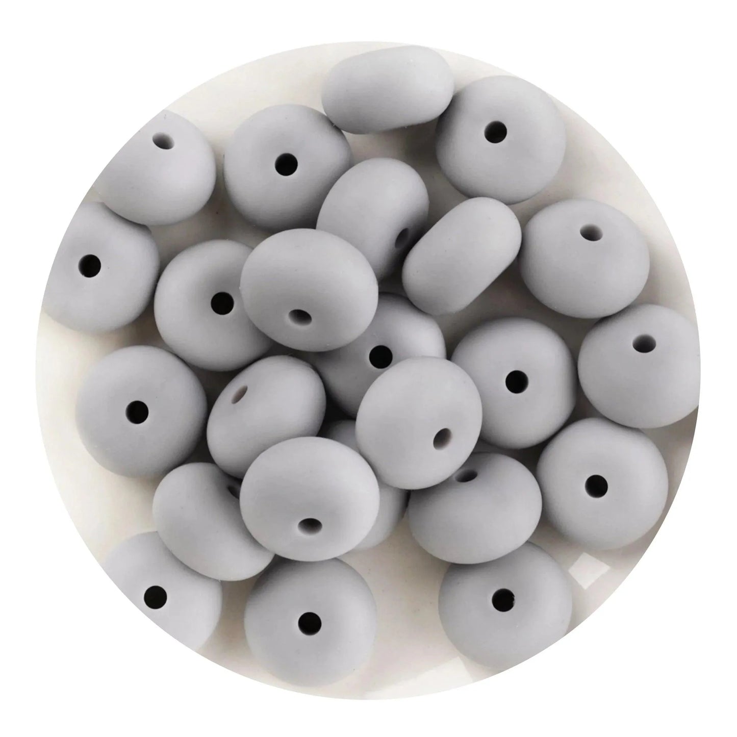 Master Maker Crafts -  Silicone Bead Abacus Disc - Gray  (5 Beads - 14mm)