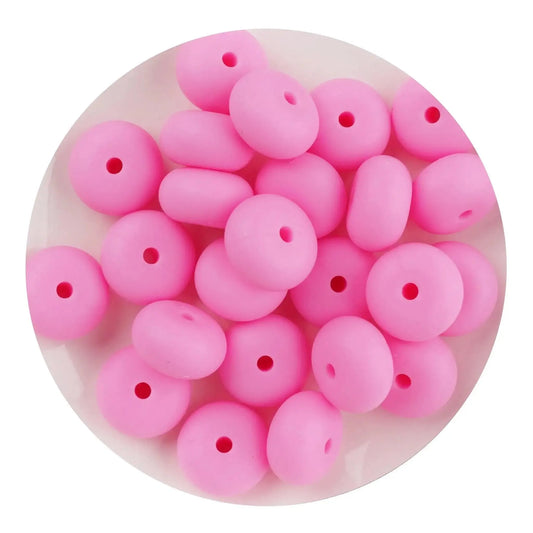 Master Maker Crafts -  Silicone Bead Abacus Disc - Pink  (5 Beads - 14mm)
