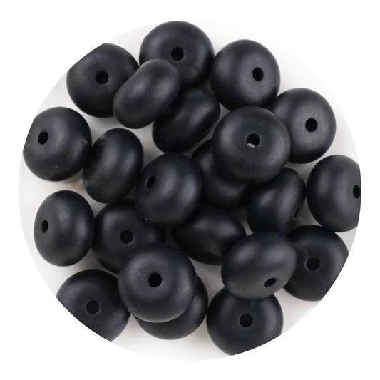 Master Maker Crafts -  Silicone Bead Abacus Disc - Smokey Black  (5 Beads - 14mm)
