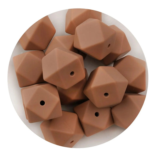 Master Maker Crafts -  Silicone Bead Hexagon - Camel  (5 Beads - 14mm)