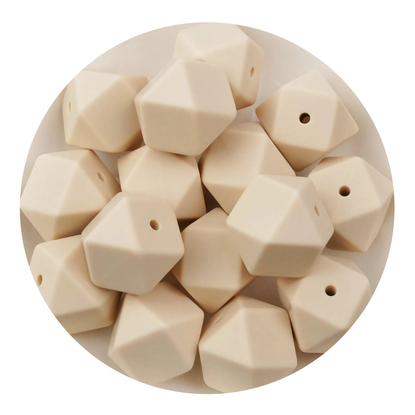 Master Maker Crafts -  Silicone Bead Hexagon - Ivory  (5 Beads - 14mm)