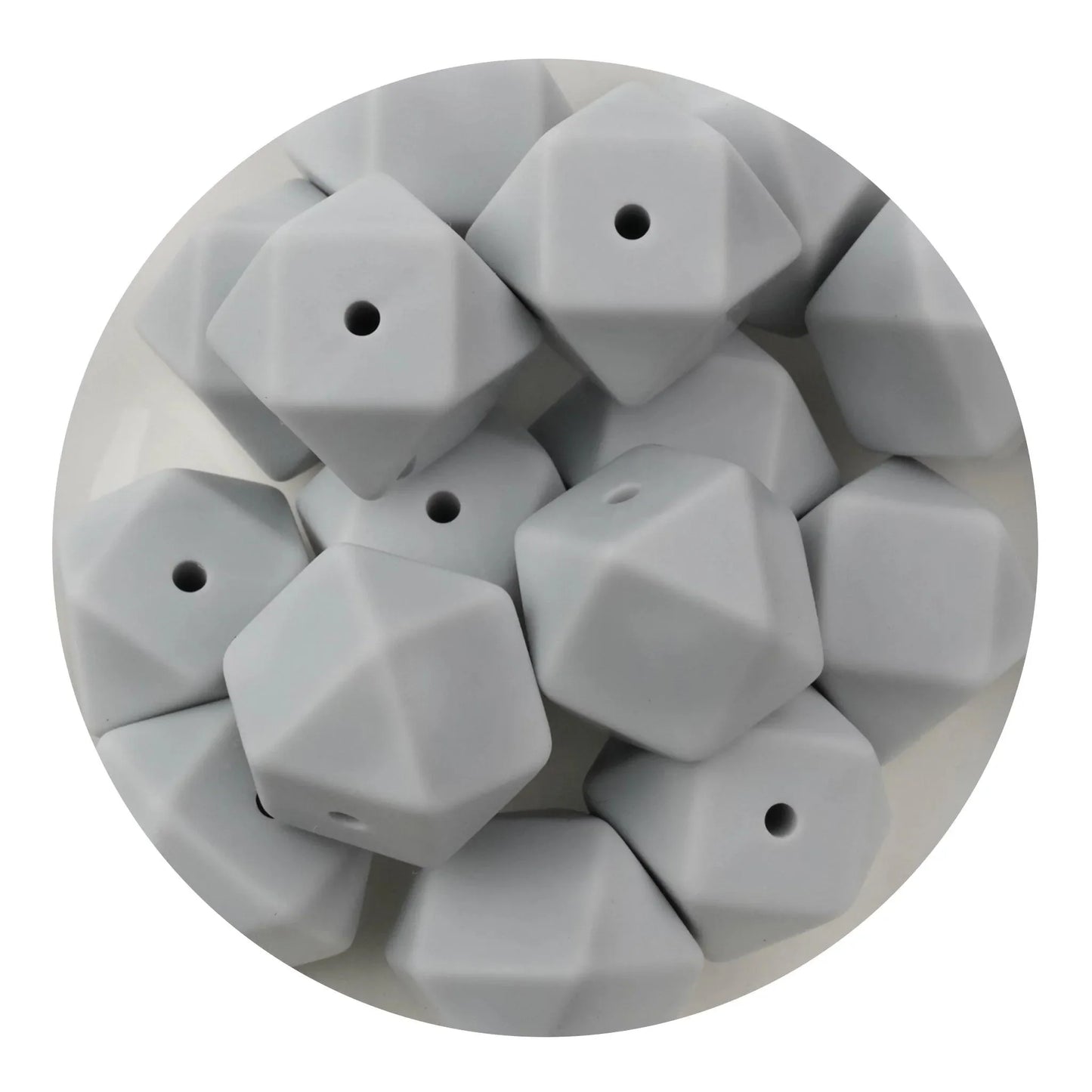 Master Maker Crafts -  Silicone Bead Hexagon - Light Gray  (5 Beads - 14mm)