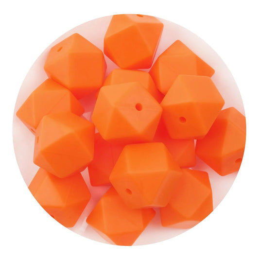 Master Maker Crafts -  Silicone Bead Hexagon - Orange  (5 Beads - 14mm)