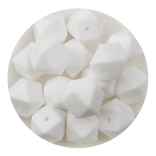 Master Maker Crafts -  Silicone Bead Hexagon - White  (5 Beads - 14mm)
