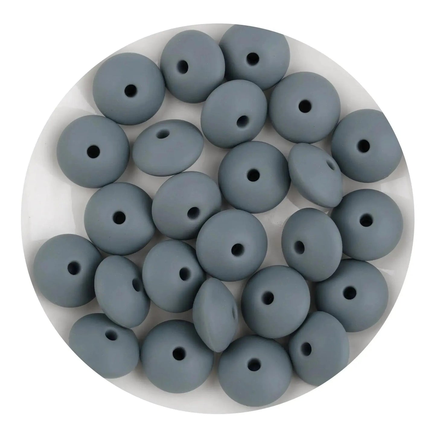 Master Maker Crafts -  Silicone Bead Lentil Disc - Dim Gray (5 Piece - 15mm)