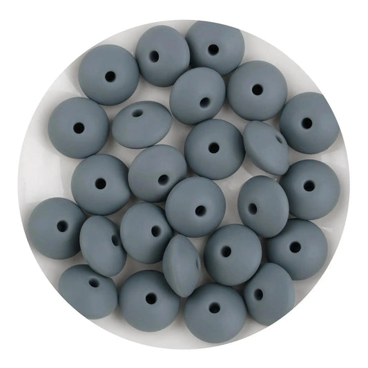 Master Maker Crafts -  Silicone Bead Lentil Disc - Dim Gray (5 Piece - 15mm)