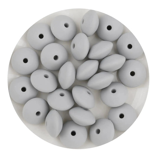 Master Maker Crafts -  Silicone Bead Lentil Disc - Gray (5 Piece - 15mm)