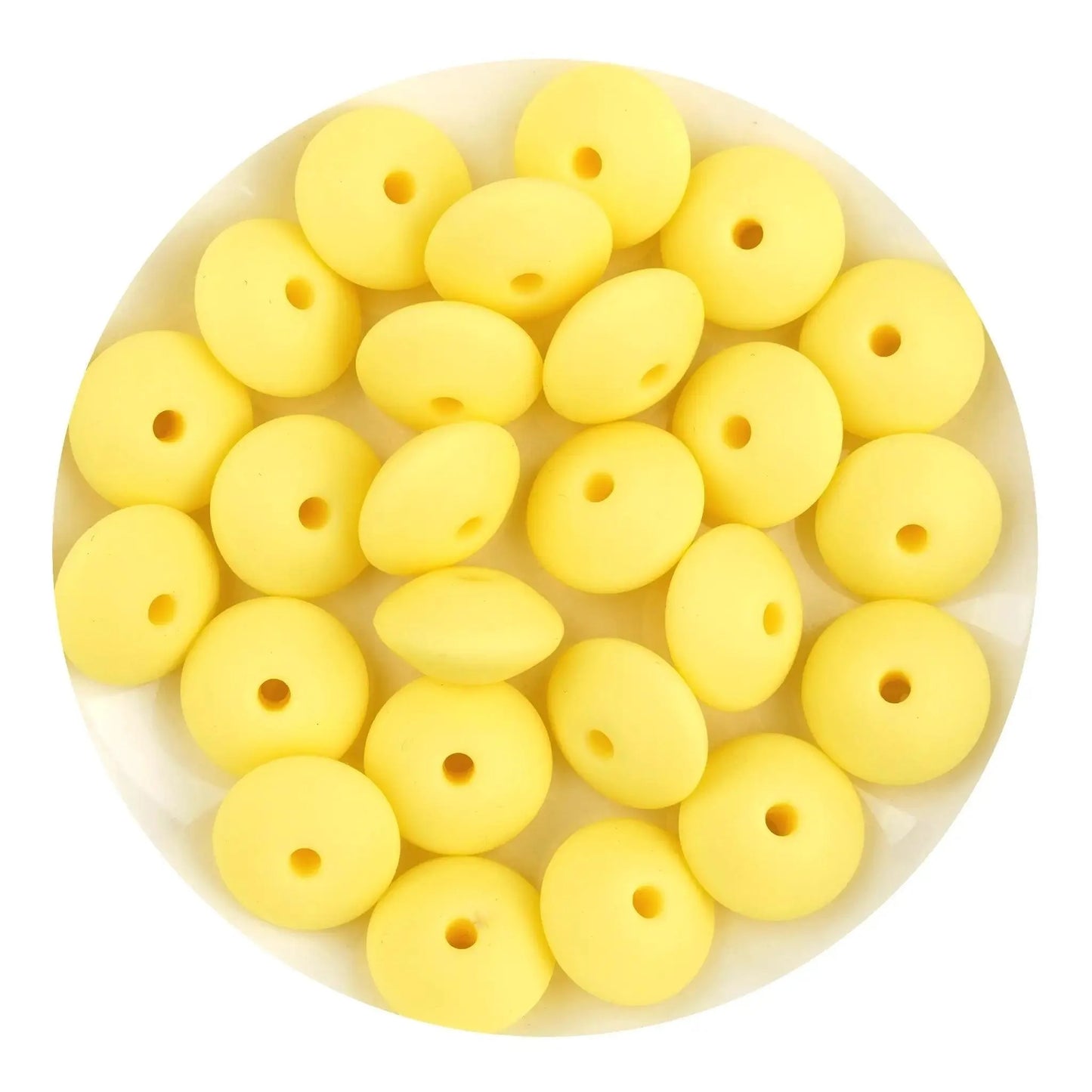 Master Maker Crafts -  Silicone Bead Lentil Disc - Light Yellow (5 Piece - 15mm)