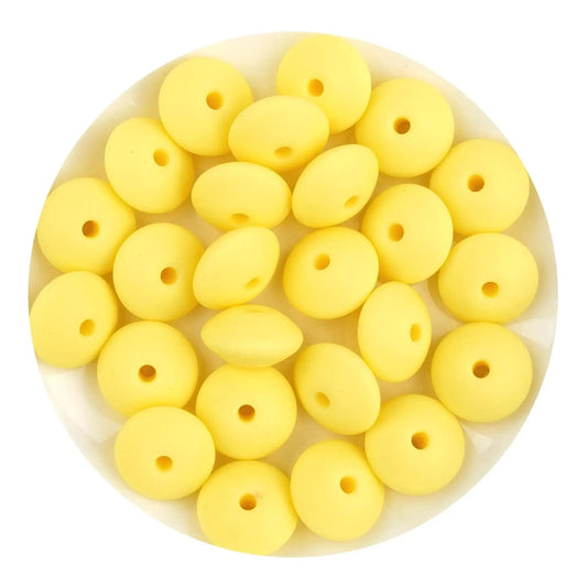 Master Maker Crafts -  Silicone Bead Lentil Disc - Light Yellow (5 Piece - 15mm)