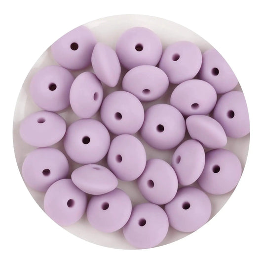 Master Maker Crafts -  Silicone Bead Lentil Disc - Lilac Purple (5 Piece - 15mm)