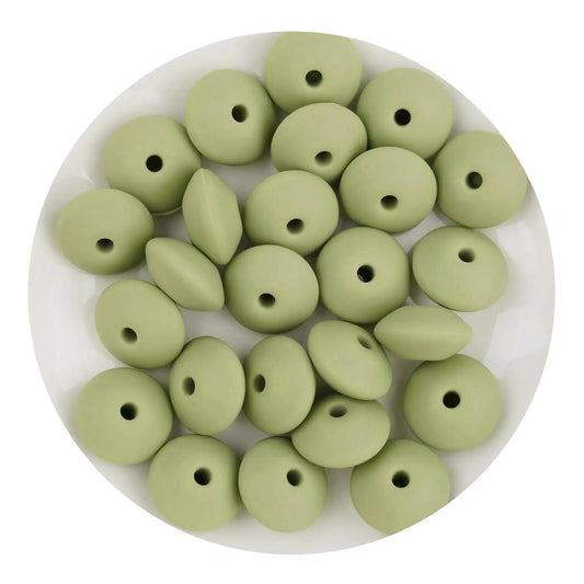 Master Maker Crafts -  Silicone Bead Lentil Disc - Lint Green (5 Piece - 15mm)