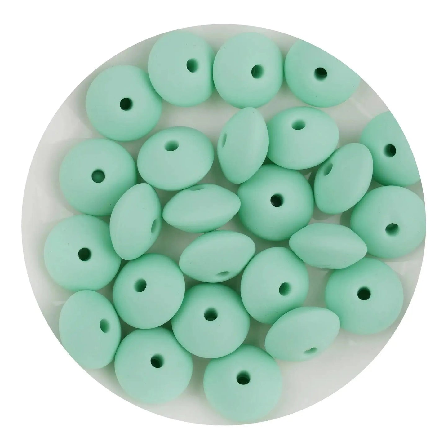 Master Maker Crafts -  Silicone Bead Lentil Disc - Mint Green (5 Piece - 15mm)