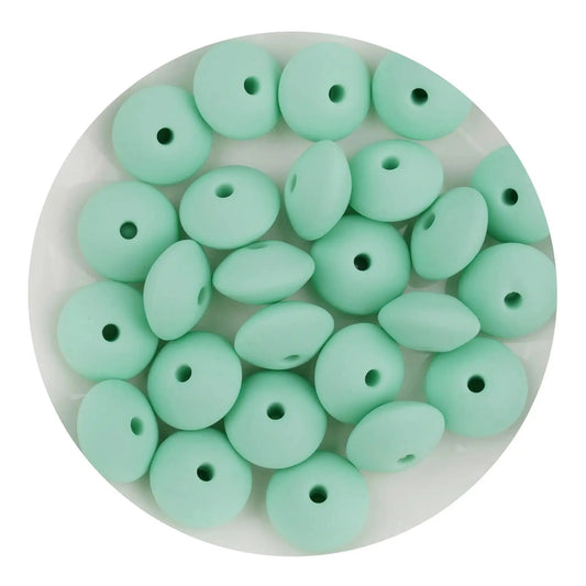 Master Maker Crafts -  Silicone Bead Lentil Disc - Mint Green (5 Piece - 15mm)