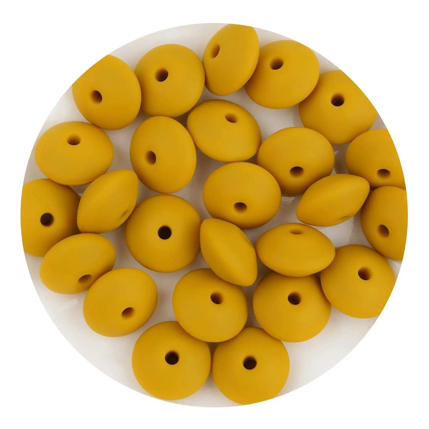 Master Maker Crafts -  Silicone Bead Lentil Disc - Mustard (5 Piece - 15mm)