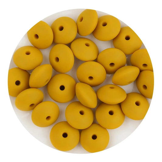 Master Maker Crafts -  Silicone Bead Lentil Disc - Mustard (5 Piece - 15mm)